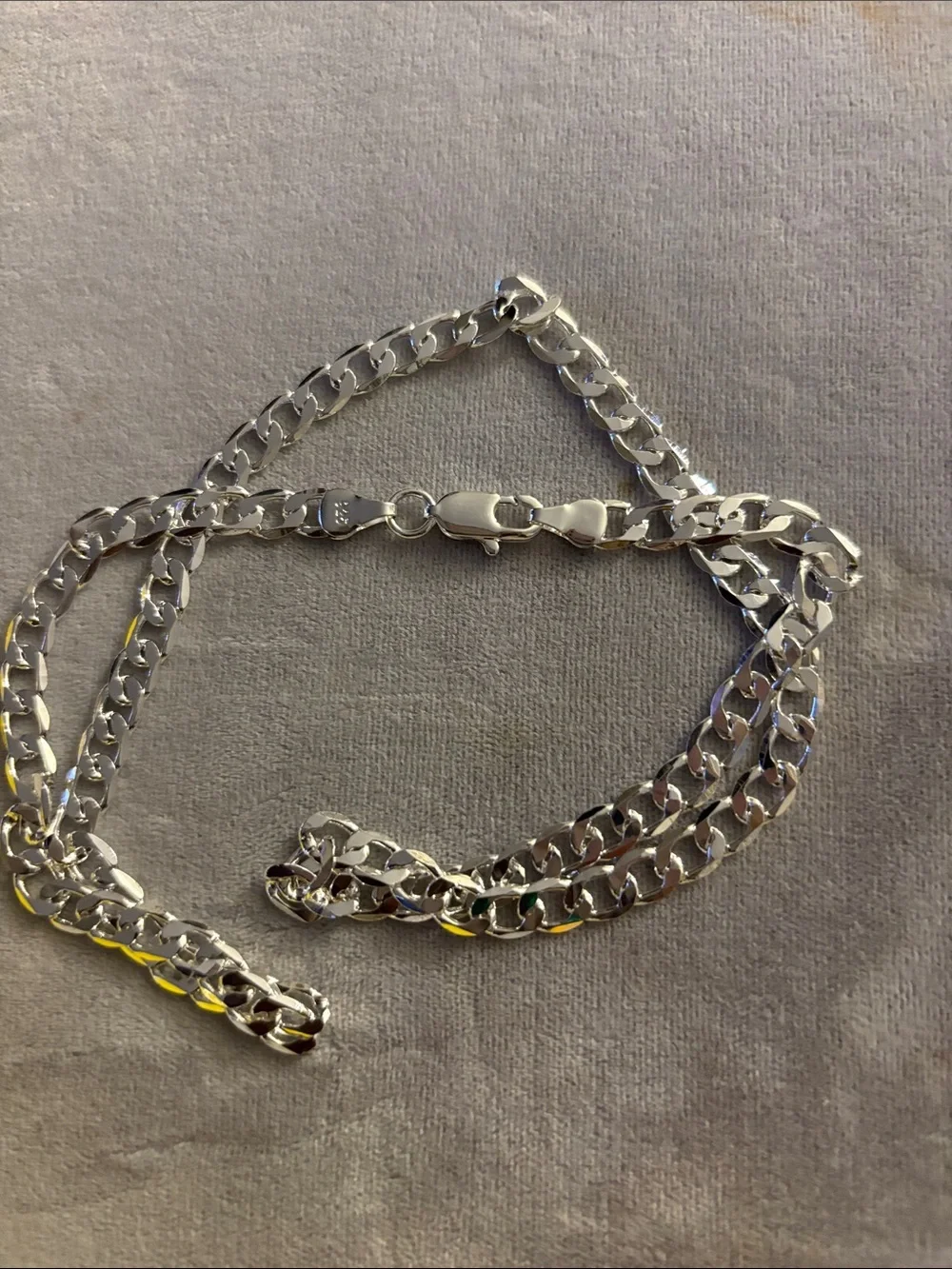 Silver Men’s Cuban Link Chain Necklace - Polished Silver Finish
